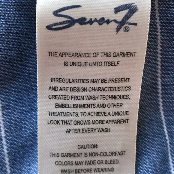 Seven7 wide leg crop pants vertical blue and white stripe, size 16 - Picture 12 of 12